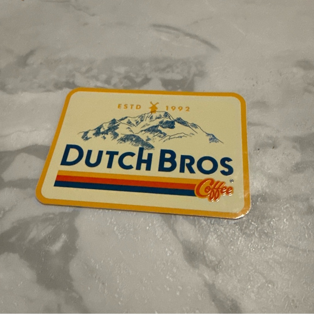 Dutch Bros Sticker in Yellow, Blue, Orange